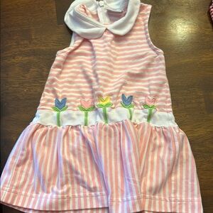 White and Pink Striped Peter Pan Collar Sundress